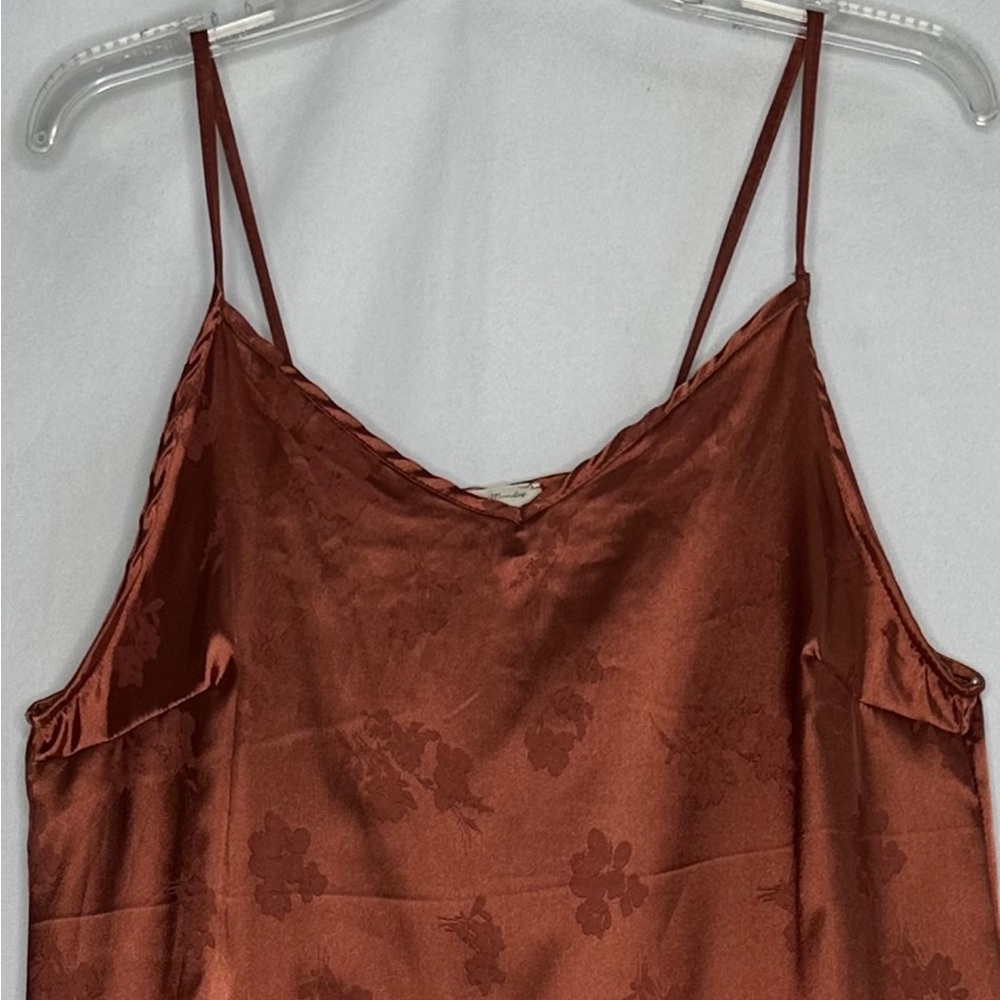 See You Monday Burnt Orange Floral Jacquard Slip Dress Midi Lightweight Sz XL‎ - Picture 6 of 6